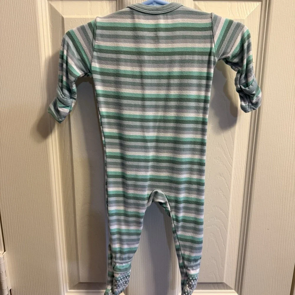 KicKee Pants Striped Footie with Zipper‎ Pajamas Bamboo 0-3 Months